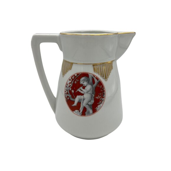 Celebrate Germany Cherub Pitcher Gold Trim 6.25" Porcelain Jug Cupid Art - Picture 2 of 9